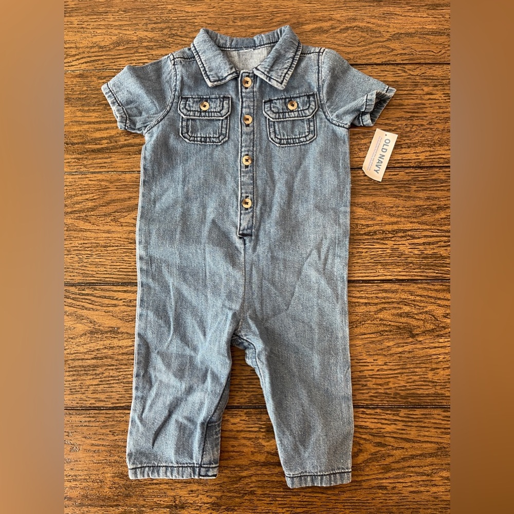 🆕 Old Navy Chambray Short Sleeve Coverall Jumpsuit Romper